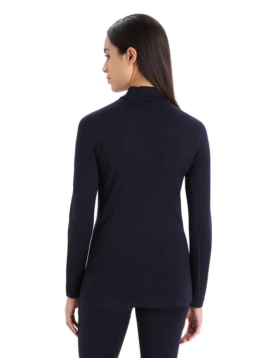 Base Layers Icebreaker Merino 260 Tech Long Sleeve Turtleneck Femme Bleu Marine | FR 1827RVDW